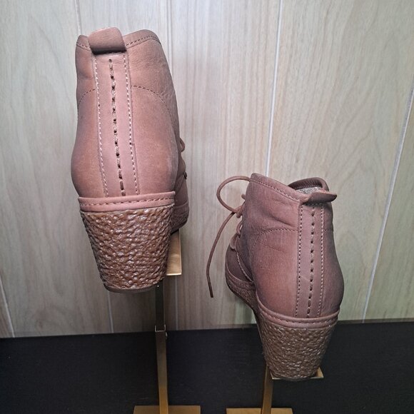 Olukai Wali Wedge Moc Toe Brown Leather  Boots Women Size 5 - Picture 6 of 7